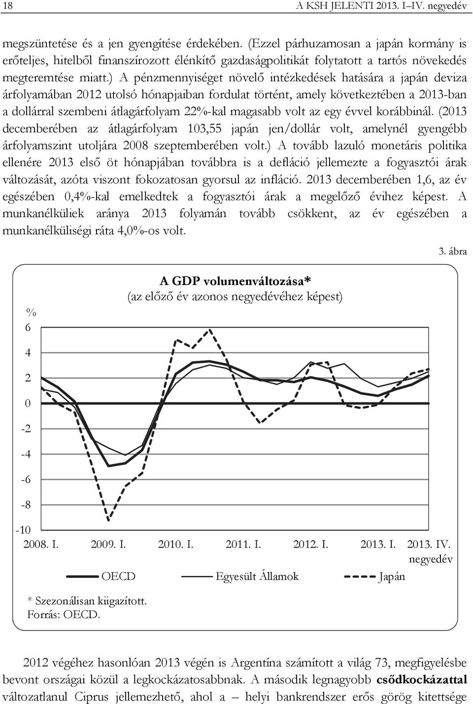) A pénzmennyiséget növelő intézkedések hatására a japán deviza árfolyamában 2012 utolsó hónapjaiban fordulat történt, amely következtében a 2013-ban a dollárral szembeni átlagárfolyam 22%-kal