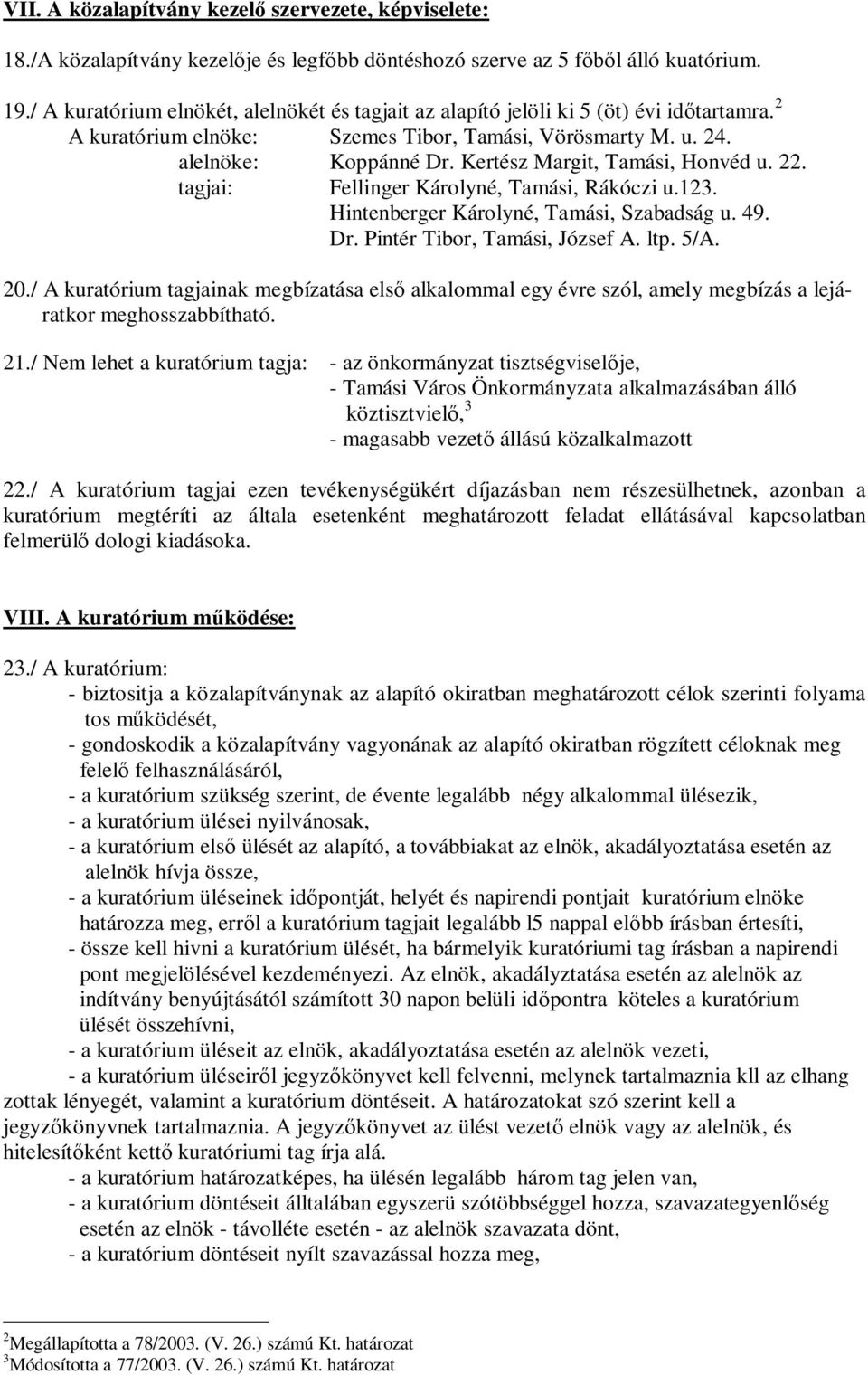 Kertész Margit, Tamási, Honvéd u. 22. tagjai: Fellinger Károlyné, Tamási, Rákóczi u.123. Hintenberger Károlyné, Tamási, Szabadság u. 49. Dr. Pintér Tibor, Tamási, József A. ltp. 5/A. 20.