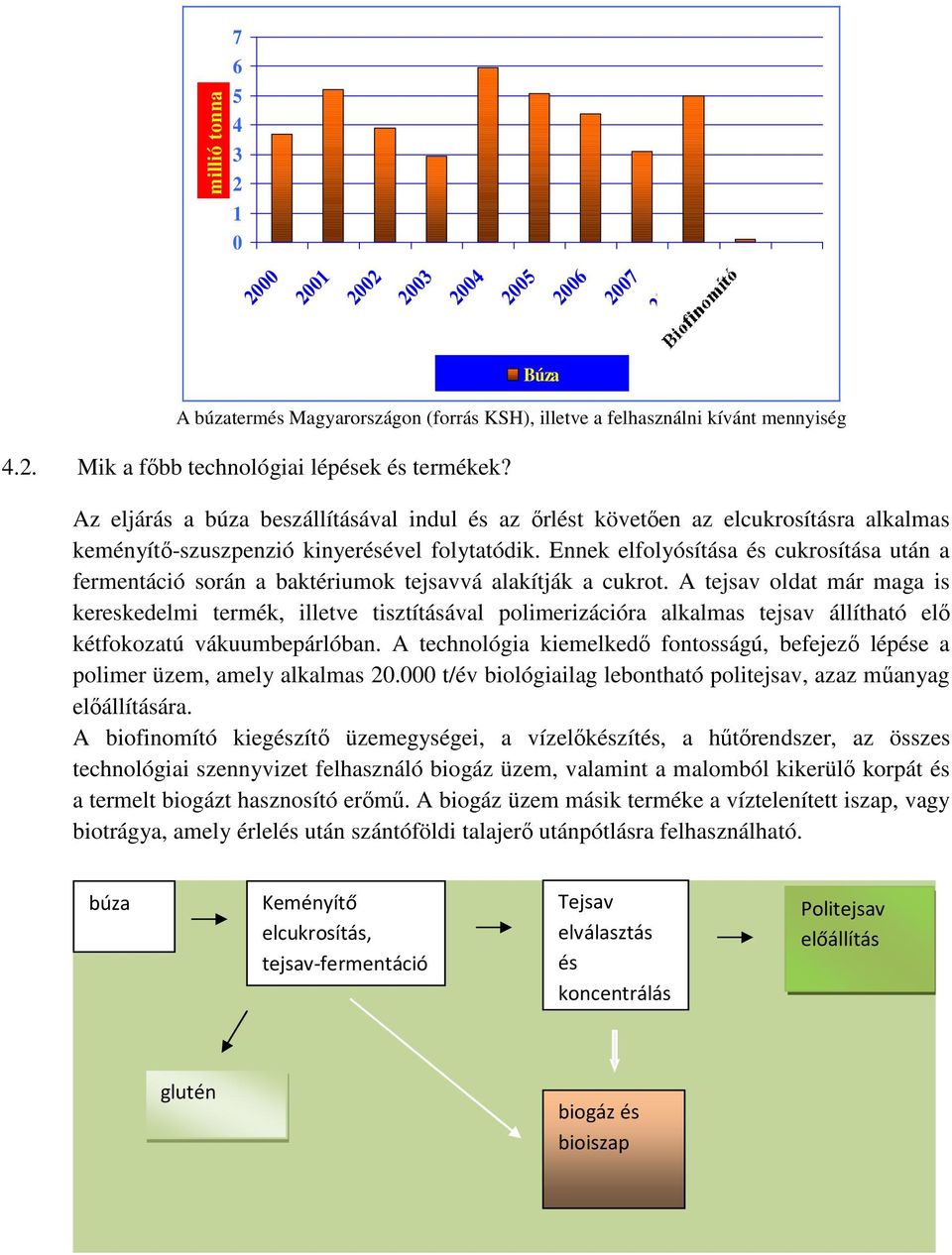 Ennek elfolyósítása és cukrosítása után a fermentáció során a baktériumok tejsavvá alakítják a cukrot.