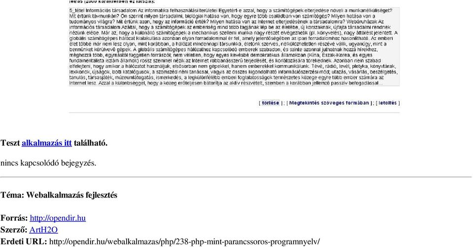 Téma: Webalkalmazás fejlesztés Forrás: http://opendir.