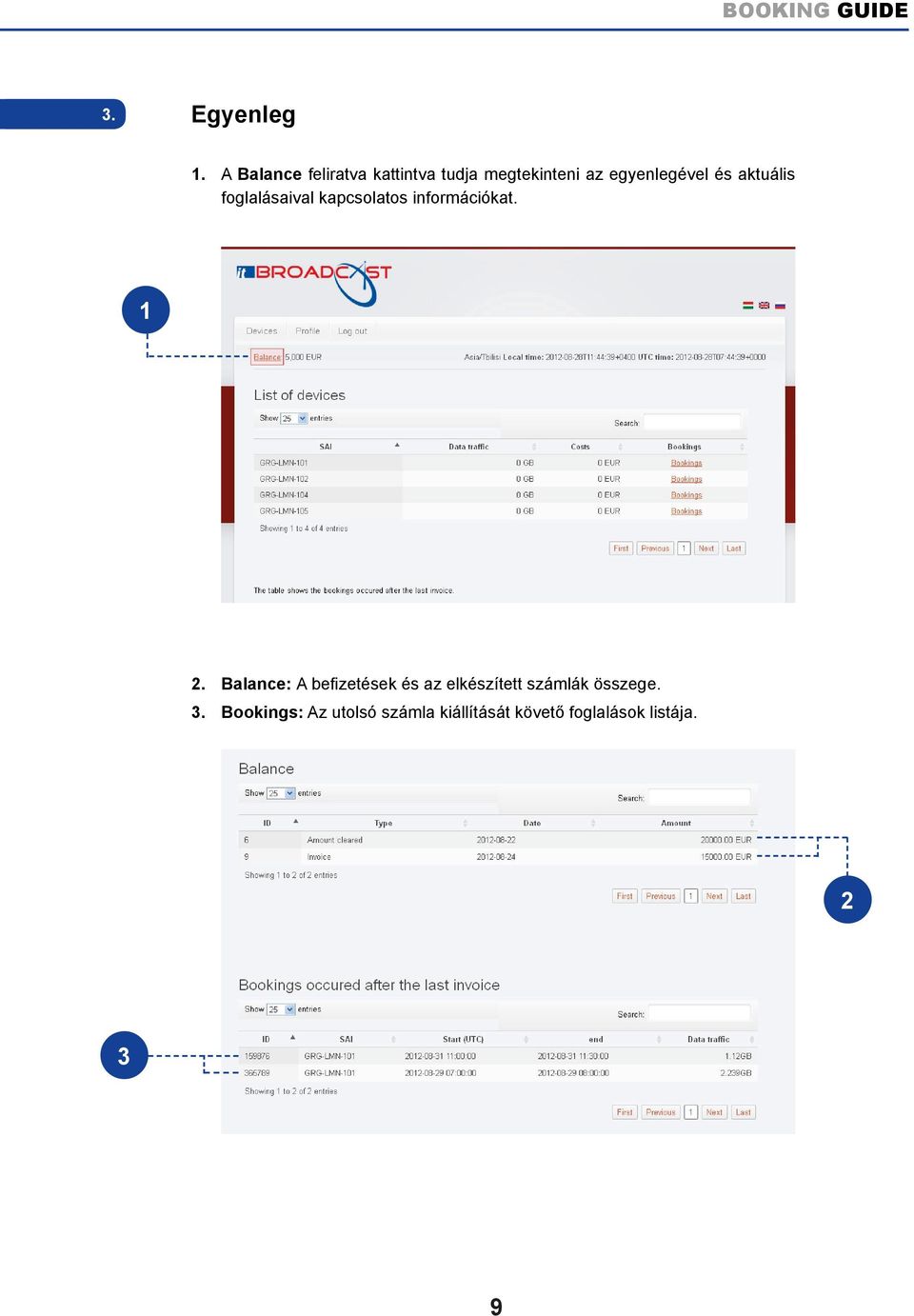 aktuális foglalásaival kapcsolatos információkat.