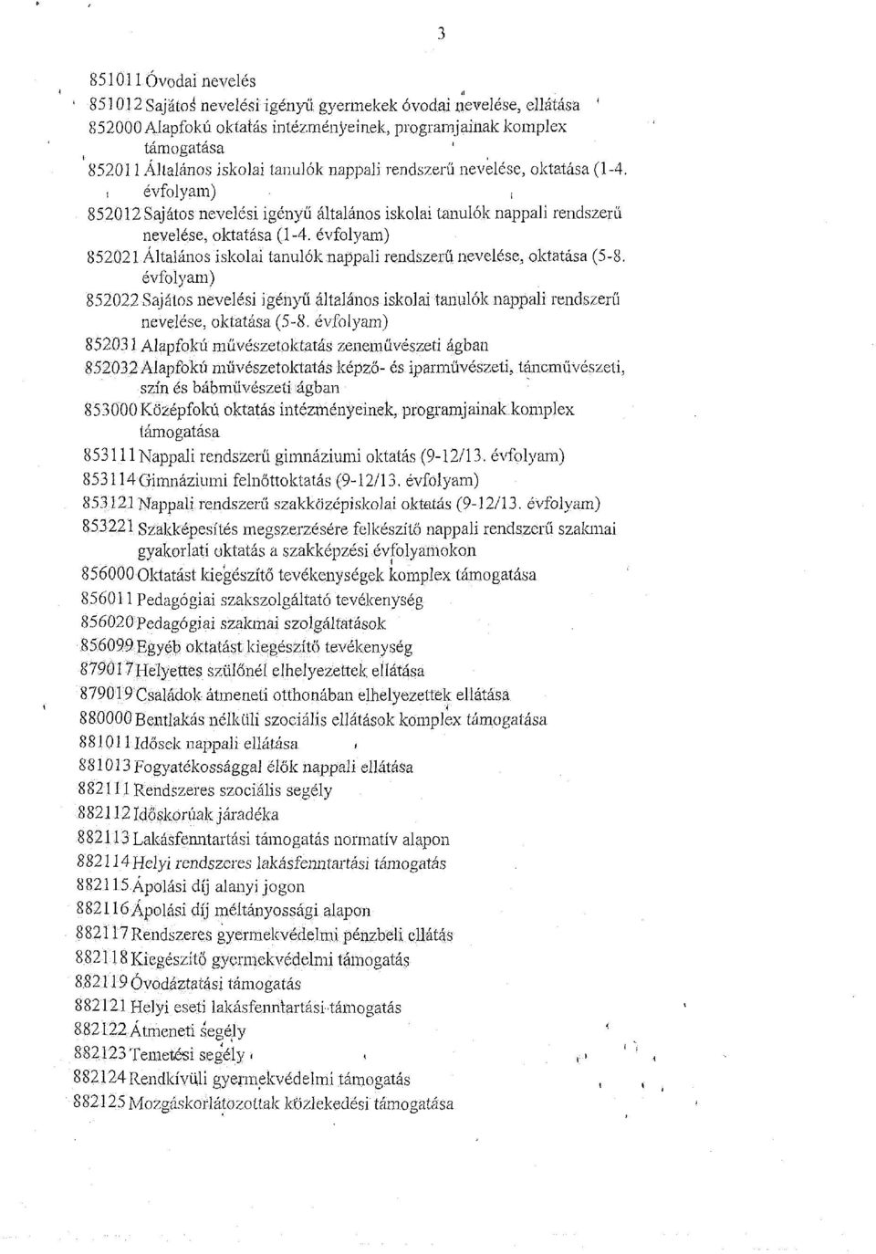 évfolyam) 852021 Általános iskolai tanulók nappali rendszerű nevelése, oktatása (5-8. évfolyam) 852022 Sajátos nevelési igényű általános iskolai tanulók nappali rendszerű nevelése, oktatása (5-8.