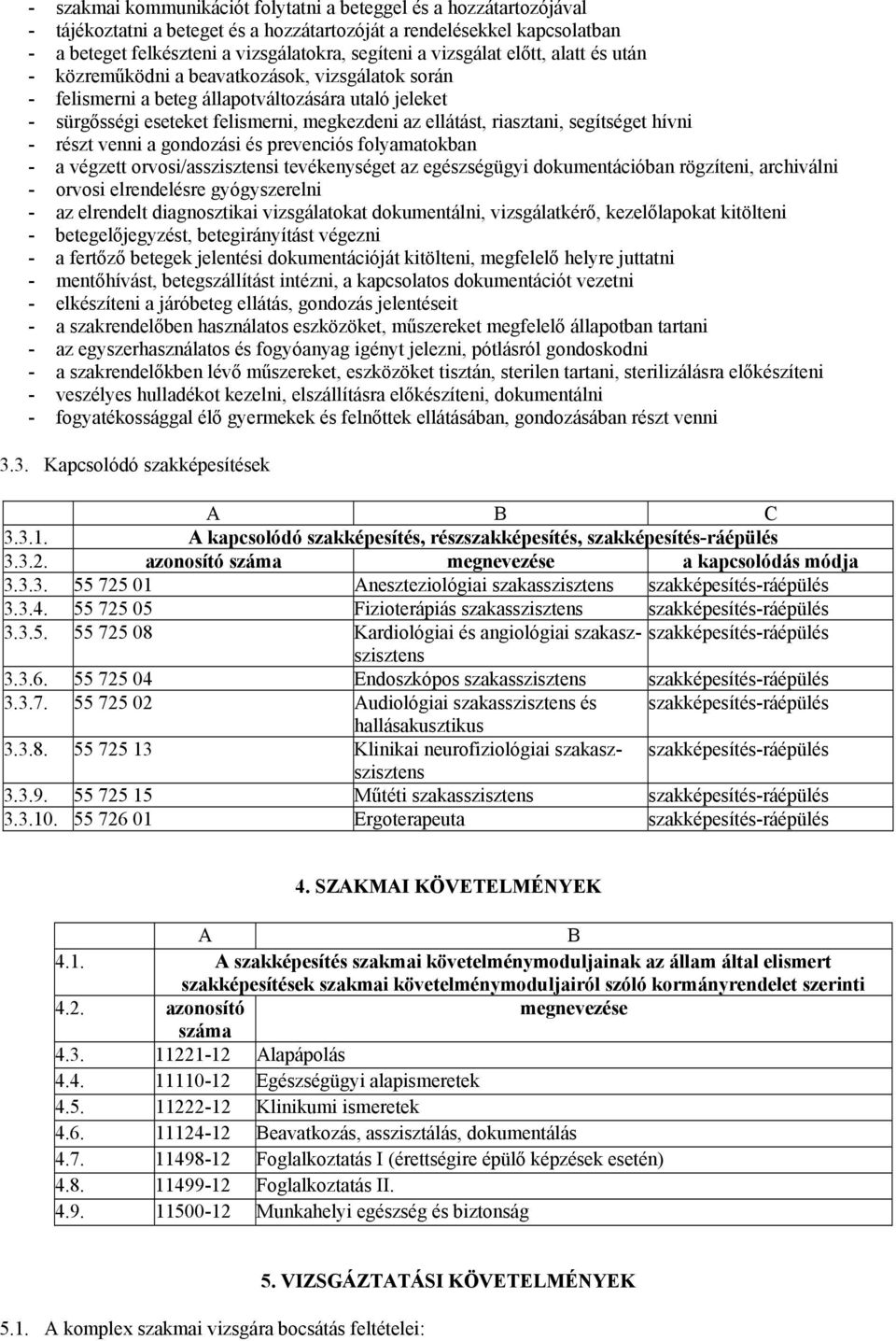 riasztani, segítséget hívni - részt venni a gondozási és prevenciós folyamatokban - a végzett orvosi/asszisztensi tevékenységet az egészségügyi dokumentációban rögzíteni, archiválni - orvosi