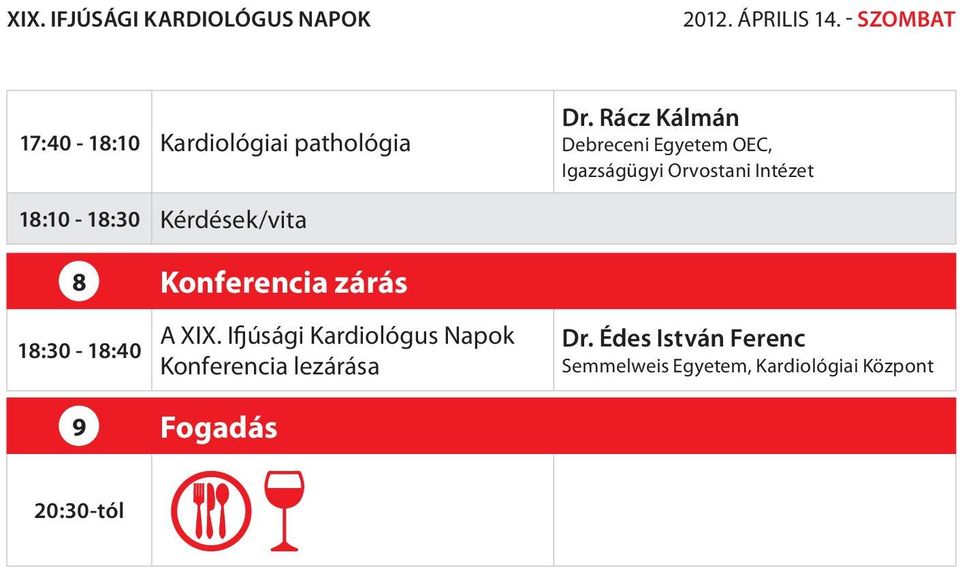 18:10-18:30 Kérdések/vita 8 18:30-18:40 9 Konferencia zárás A XIX.