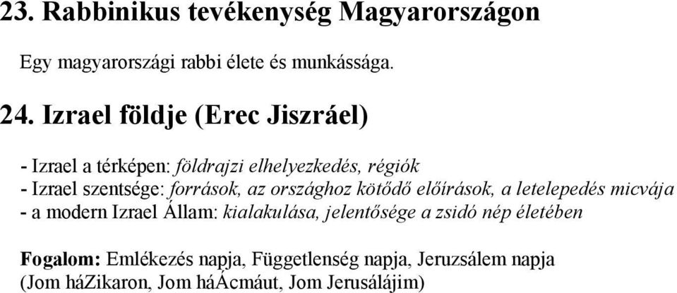 források, az országhoz kötődő előírások, a letelepedés micvája - a modern Izrael Állam: kialakulása,