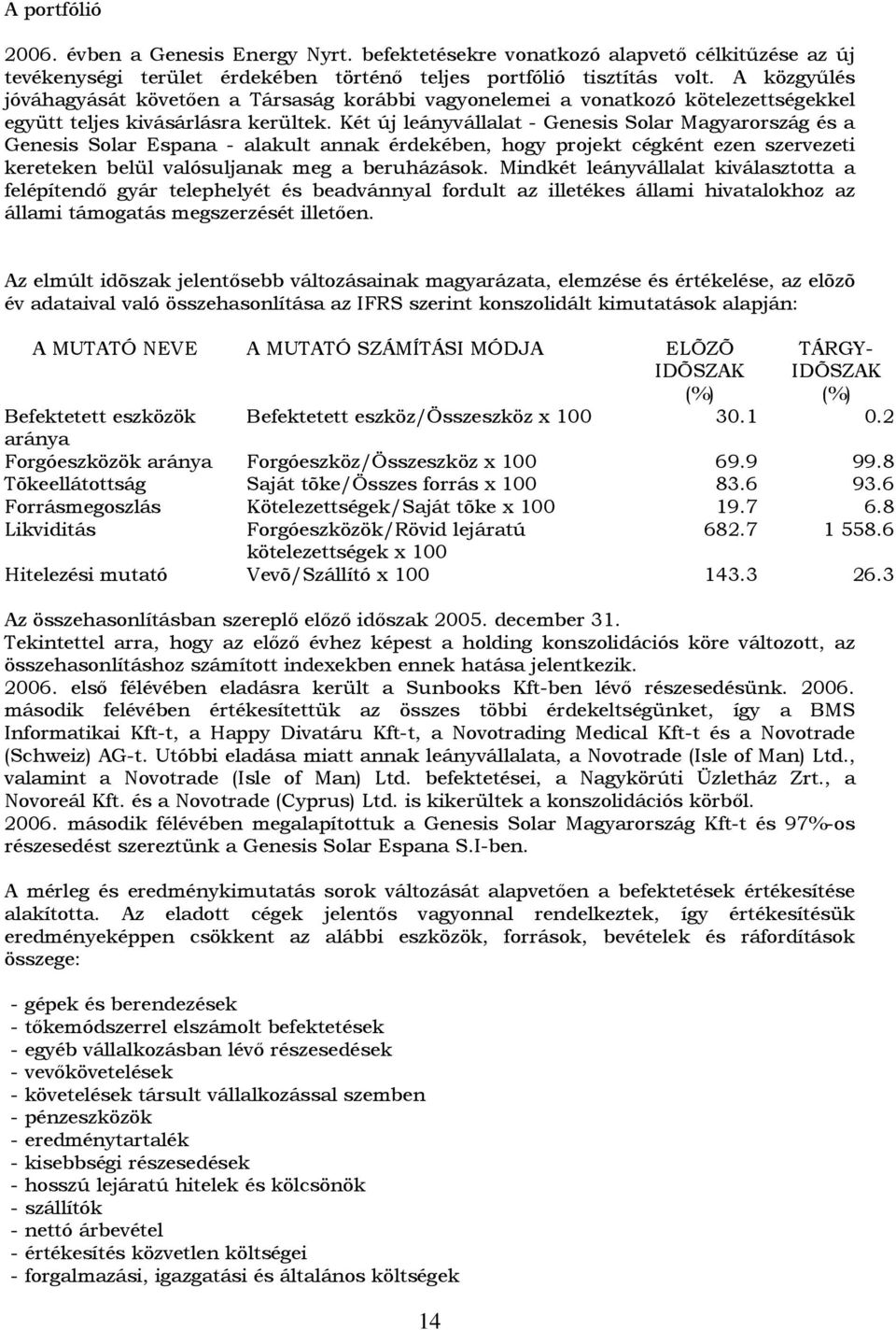 Két új leányvállalat - Genesis Solar Magyarország és a Genesis Solar Espana - alakult annak érdekében, hogy projekt cégként ezen szervezeti kereteken belül valósuljanak meg a beruházások.