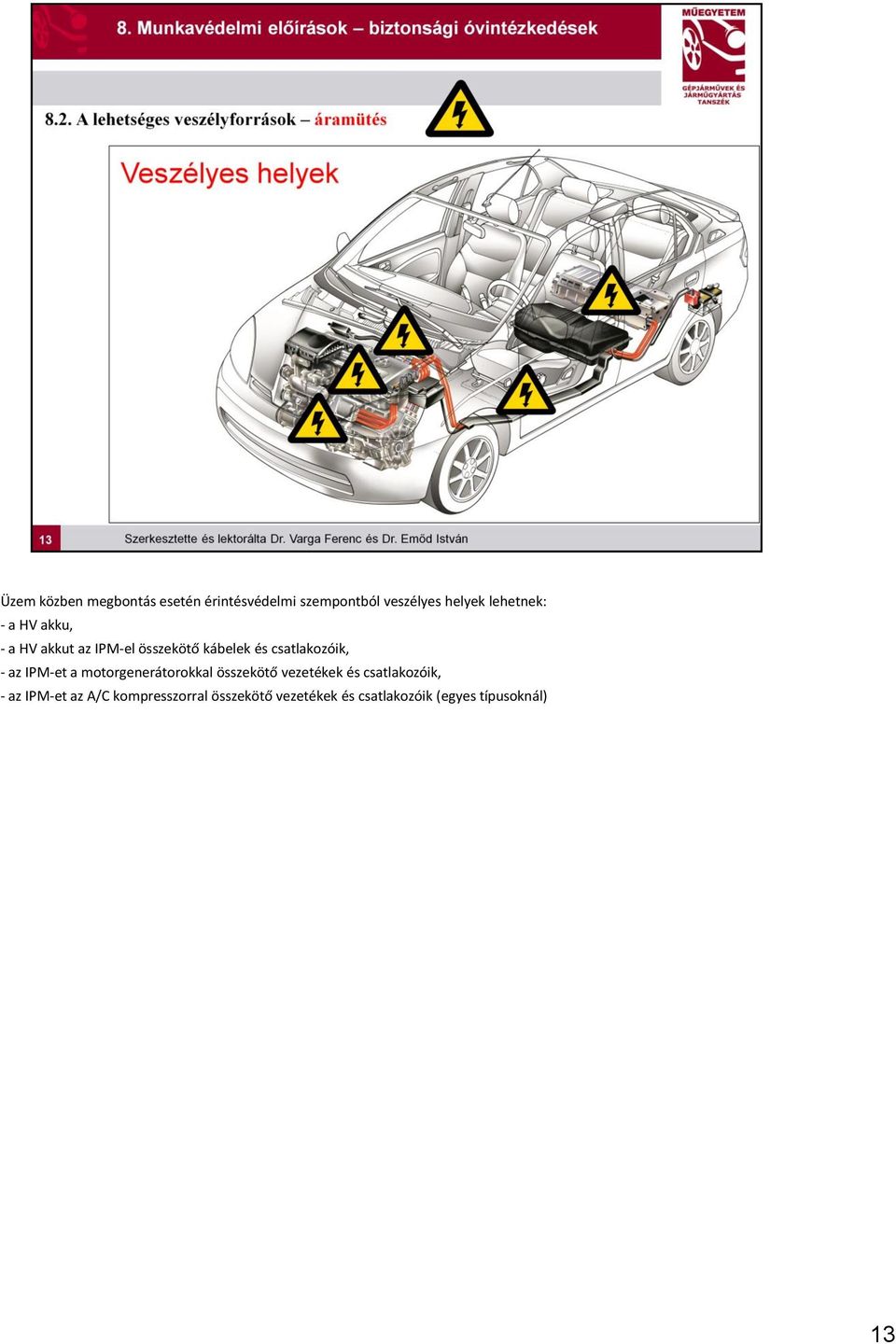 csatlakozóik, - az IPM-et a motorgenerátorokkal összekötő vezetékek és