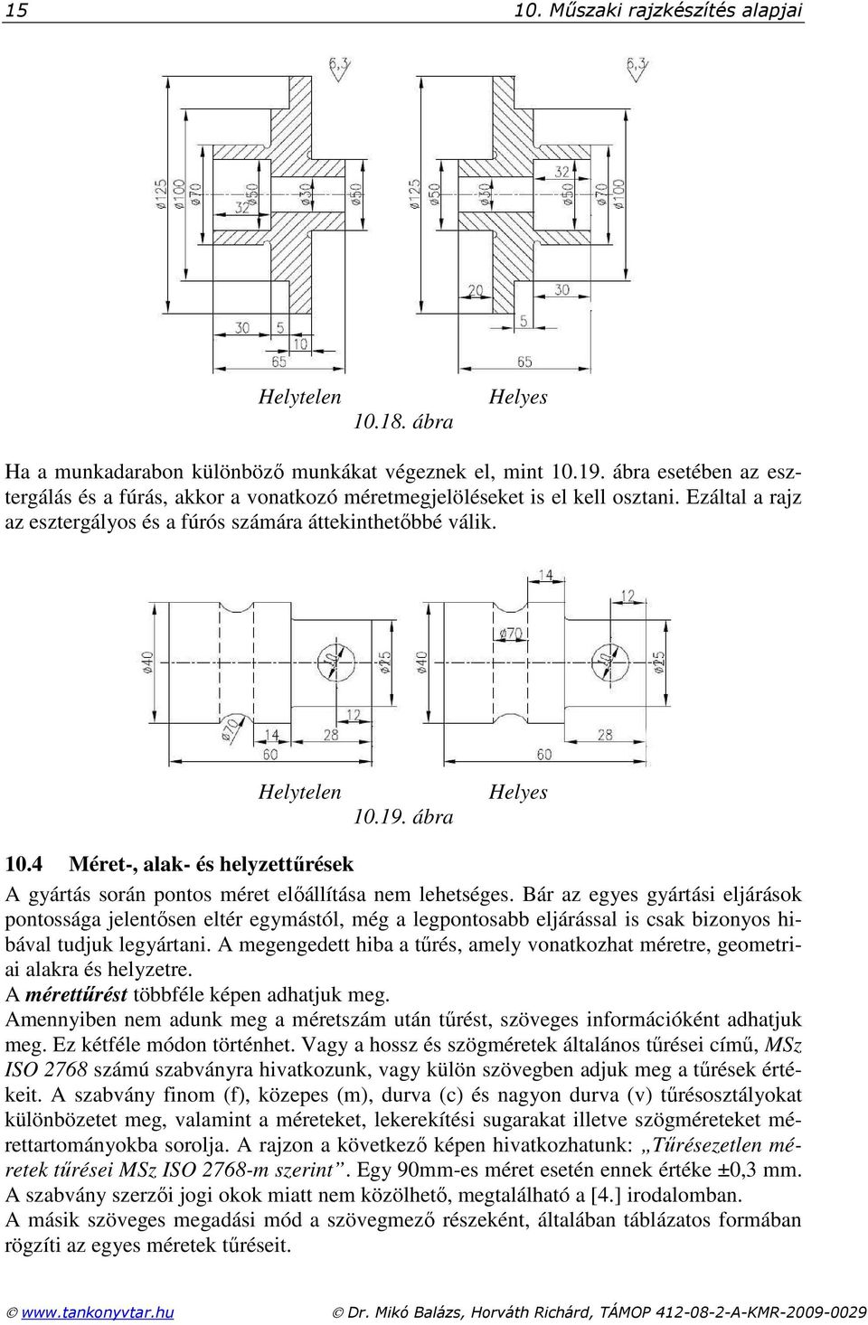 ábra Helyes 10.4 Méret-, alak- és helyzettőrések A gyártás során pontos méret elıállítása nem lehetséges.