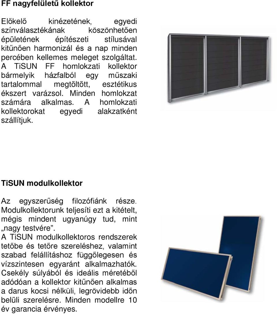 Leírás a termékekhez. TiSUN nagyfelületű kollektorok - PDF Free Download