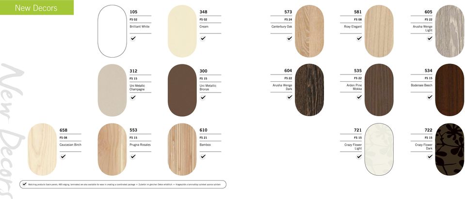 Rosales Bamboo Crazy Flower Light Crazy Flower Dark Matching products (back panels, ABS edging, laminates) are also available