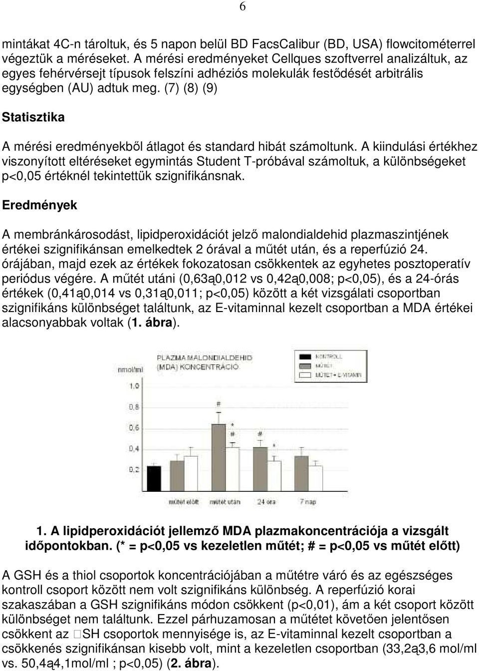 (7) (8) (9) Statisztika A mérési eredményekbıl átlagot és standard hibát számoltunk.