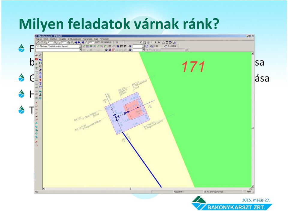 illetve meglévő bemérések előkutatása Geometria ellenőrzése, a