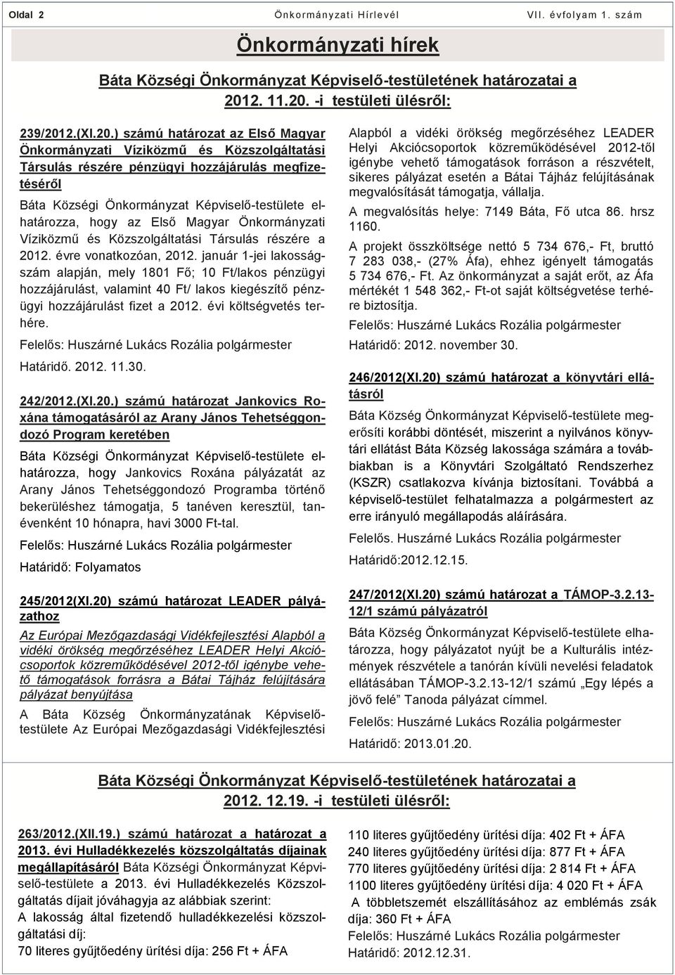 -i testületi ülésről: 239/201