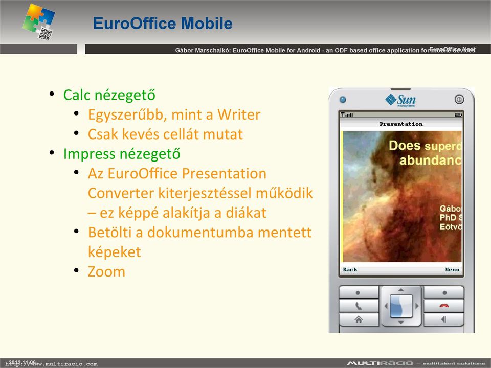 Csak kevés cellát mutat Impress nézegető Az EuroOffice Presentation Converter