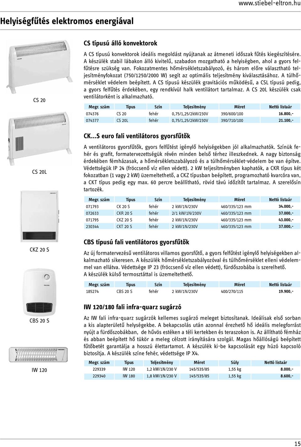 Fokozatmentes hőmérsék letszabályozó, és három előre választható telje sít ményfokozat (750/1250/2000 W) segít az optimális teljesítmény kiválasztásához. A túl hőmérséklet védelem be épített.