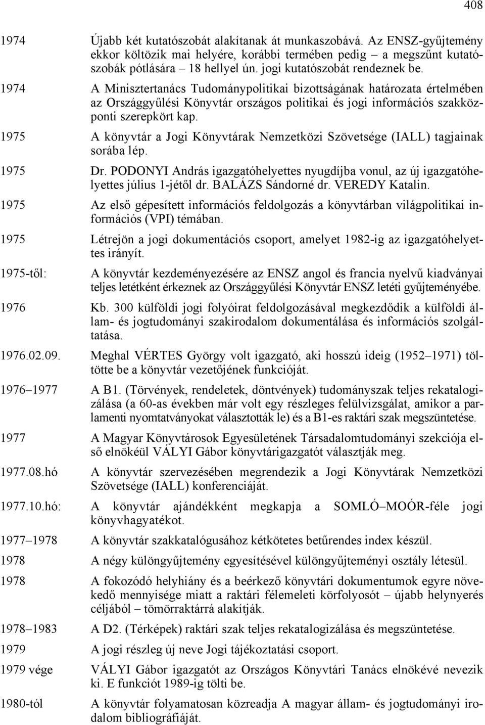 1974 A Minisztertanács Tudománypolitikai bizottságának határozata értelmében az Országgyűlési Könyvtár országos politikai és jogi információs szakközponti szerepkört kap.