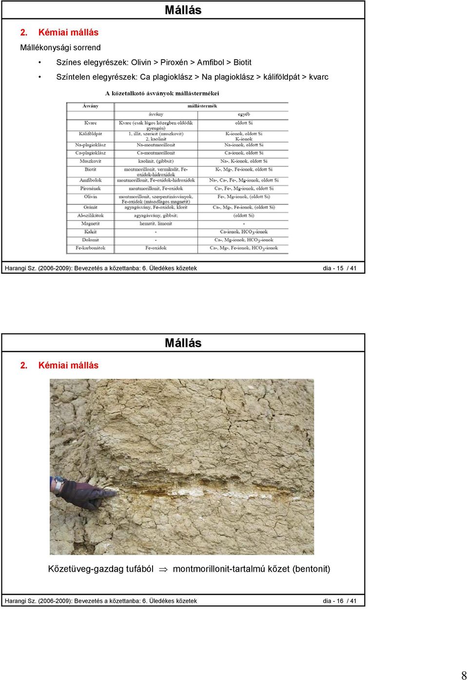 (2006-2009): Bevezetés a kőzettanba: 6. Üledékes kőzetek dia - 15 / 41 2.