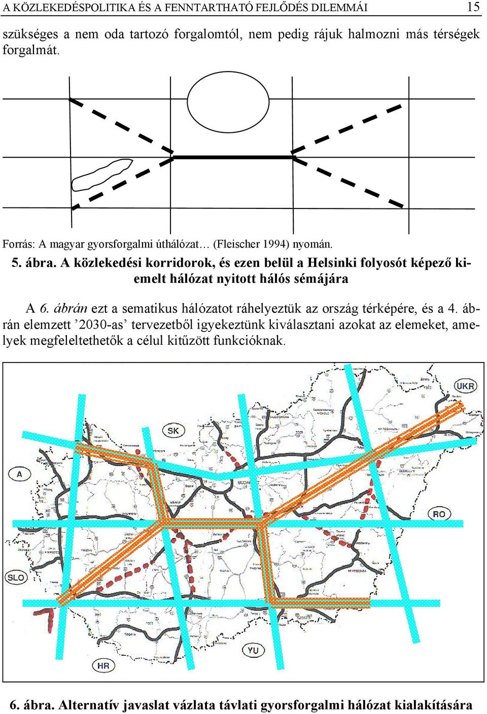 A közlekedési korridorok, és ezen belül a Helsinki folyosót képező kiemelt hálózat nyitott hálós sémájára A 6.