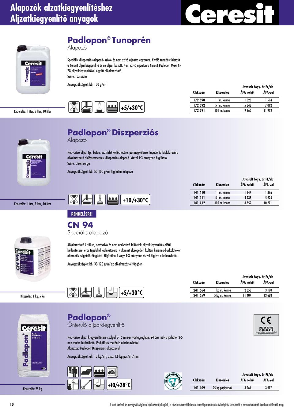 Színe: rózsaszín Anyagszükséglet: kb. 100 g/m 2 Kiszerelés: 1 liter, 5 liter, 10 liter 172 590 1 l m. kanna 1 328 1 594 172 592 5 l m. kanna 5 843 7 012 172 591 10 l m.