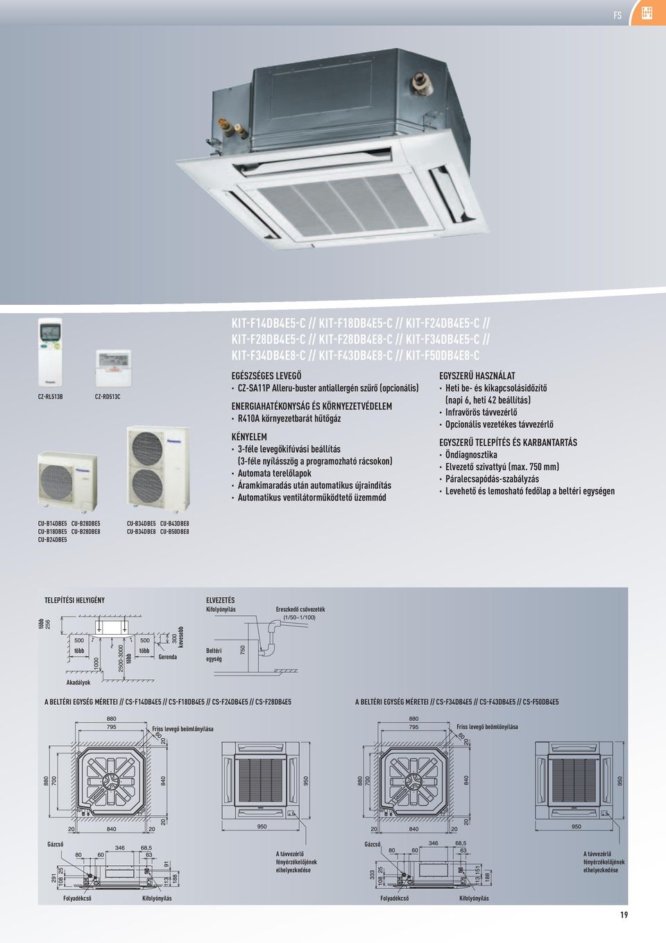 rácsokon) Automata terelőlapok Áramkimaradás után automatikus újraindítás Automatikus ventilátorműködtető üzemmód EGYSZERŰ HASZNÁLAT Heti be- és kikapcsolásidőzítő (napi 6, heti 42 beállítás)