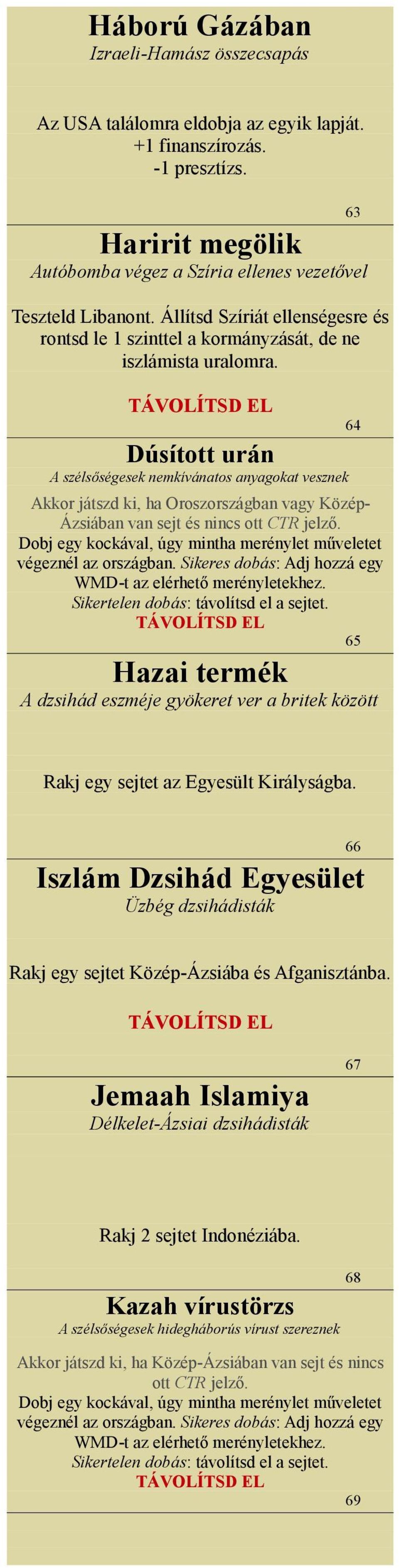 Dúsított urán A szélsőségesek nemkívánatos anyagokat vesznek Akkor játszd ki, ha Oroszországban vagy Közép- Ázsiában van sejt és nincs ott CTR jelző.