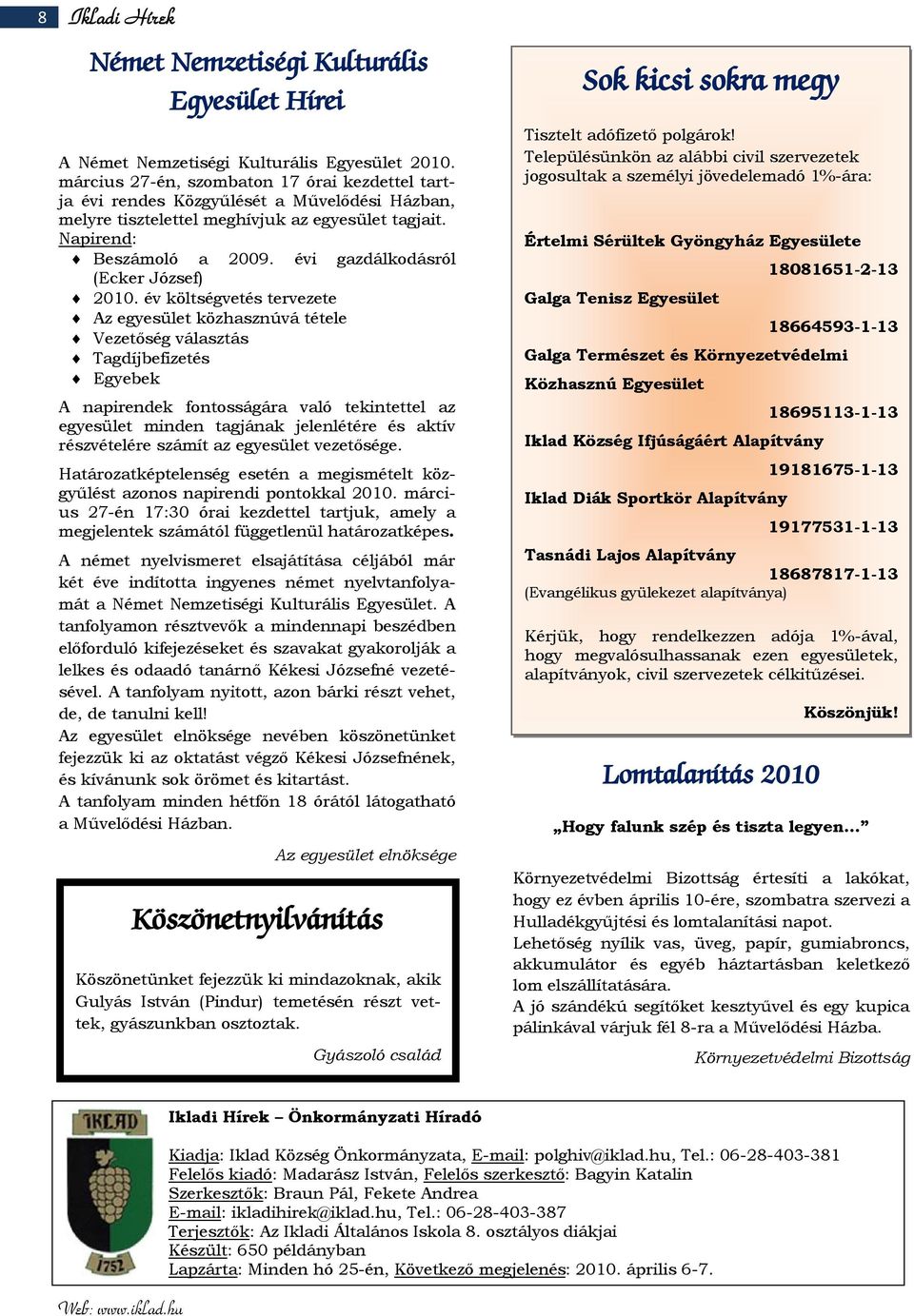 évi gazdálkodásról (Ecker József) 2010.