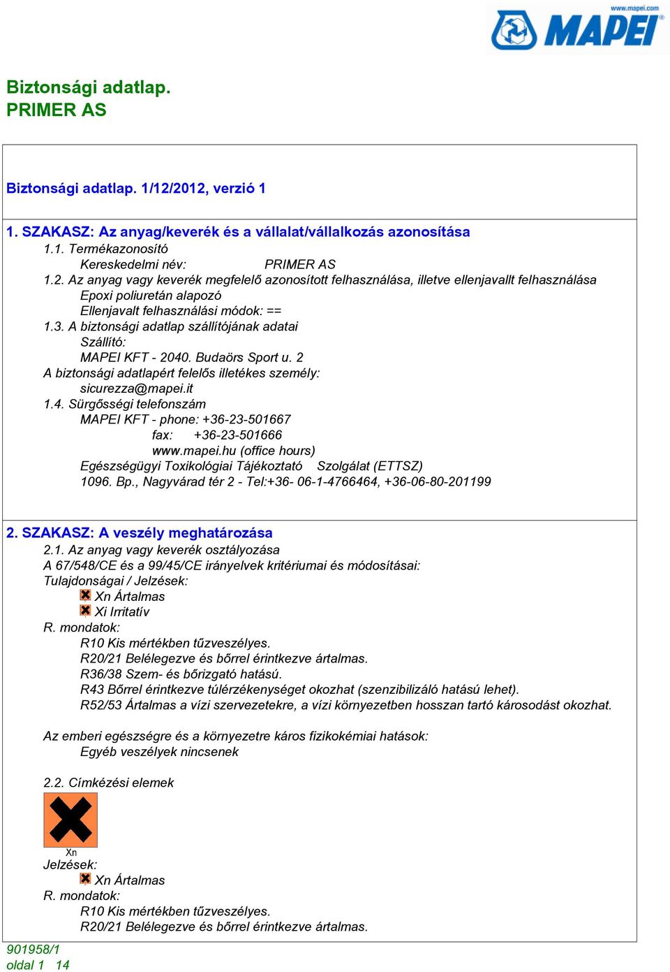 mapei.hu (office hours) Egészségügyi Toxikológiai Tájékoztató Szolgálat (ETTSZ) 10