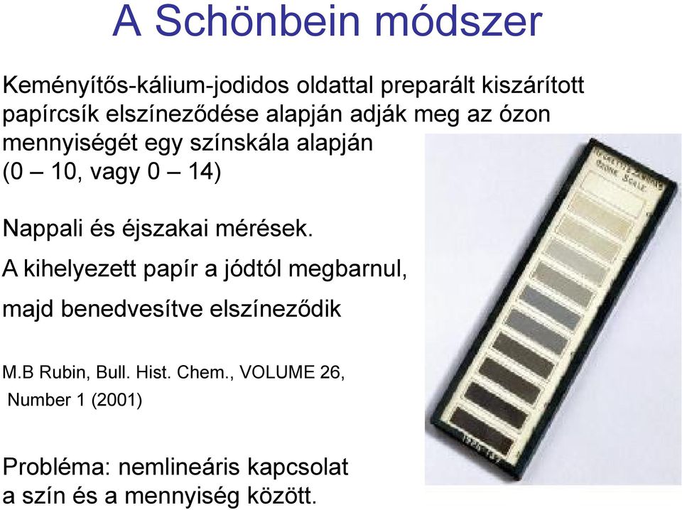 és éjszakai mérések. A kihelyezett papír a jódtól megbarnul, majd benedvesítve elszíneződik M.