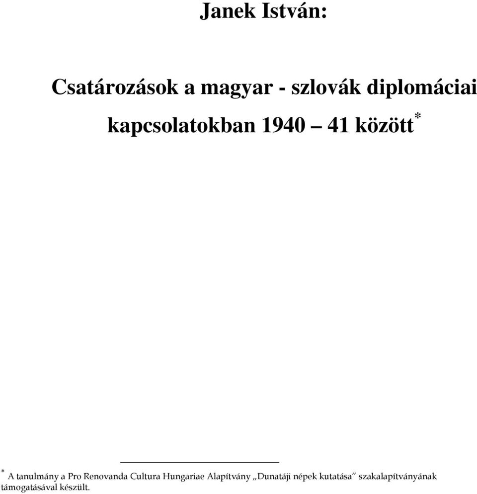 tanulmány a Pro Renovanda Cultura Hungariae