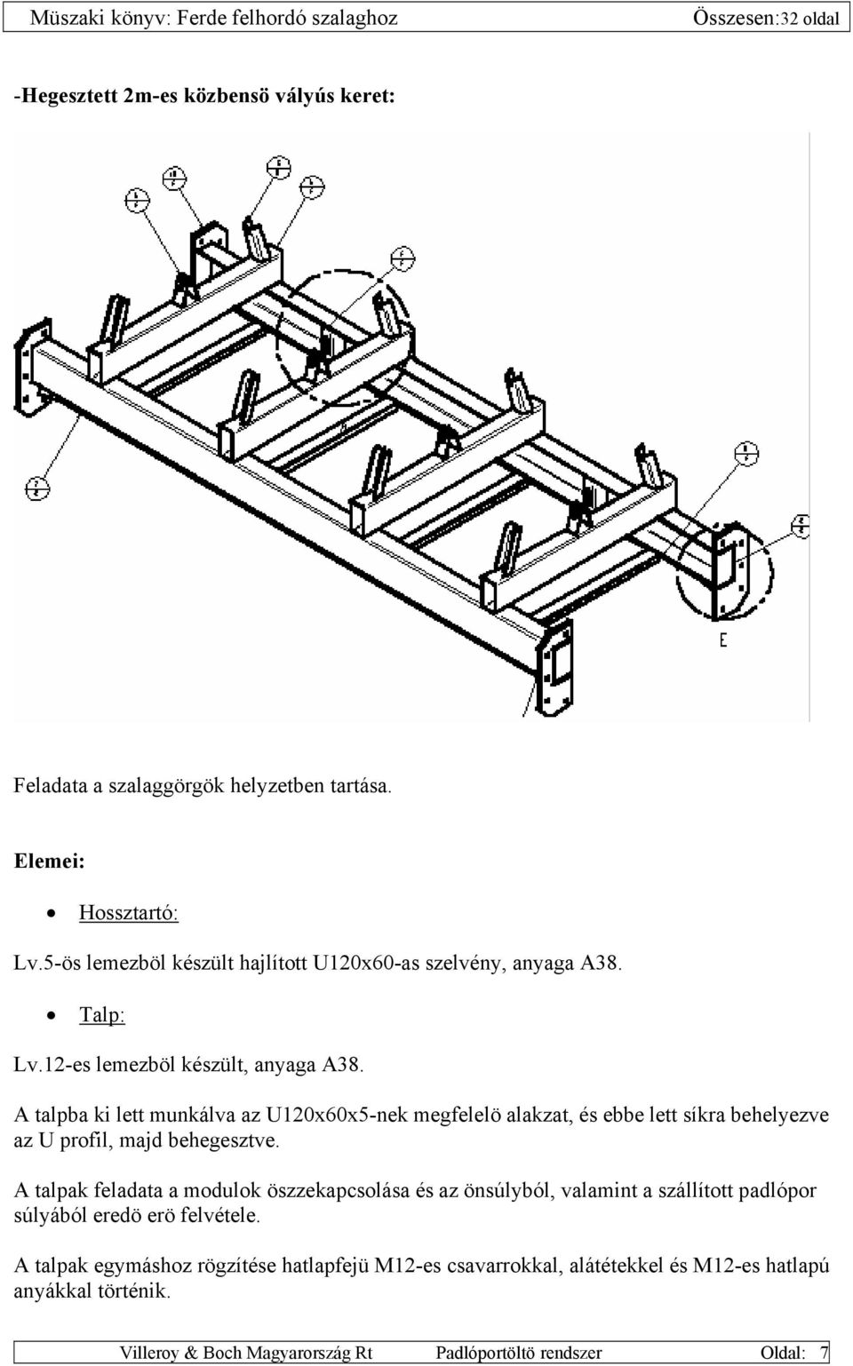 A talpba ki lett munkálva az U120x60x5-nek megfelelö alakzat, és ebbe lett síkra behelyezve az U profil, majd behegesztve.