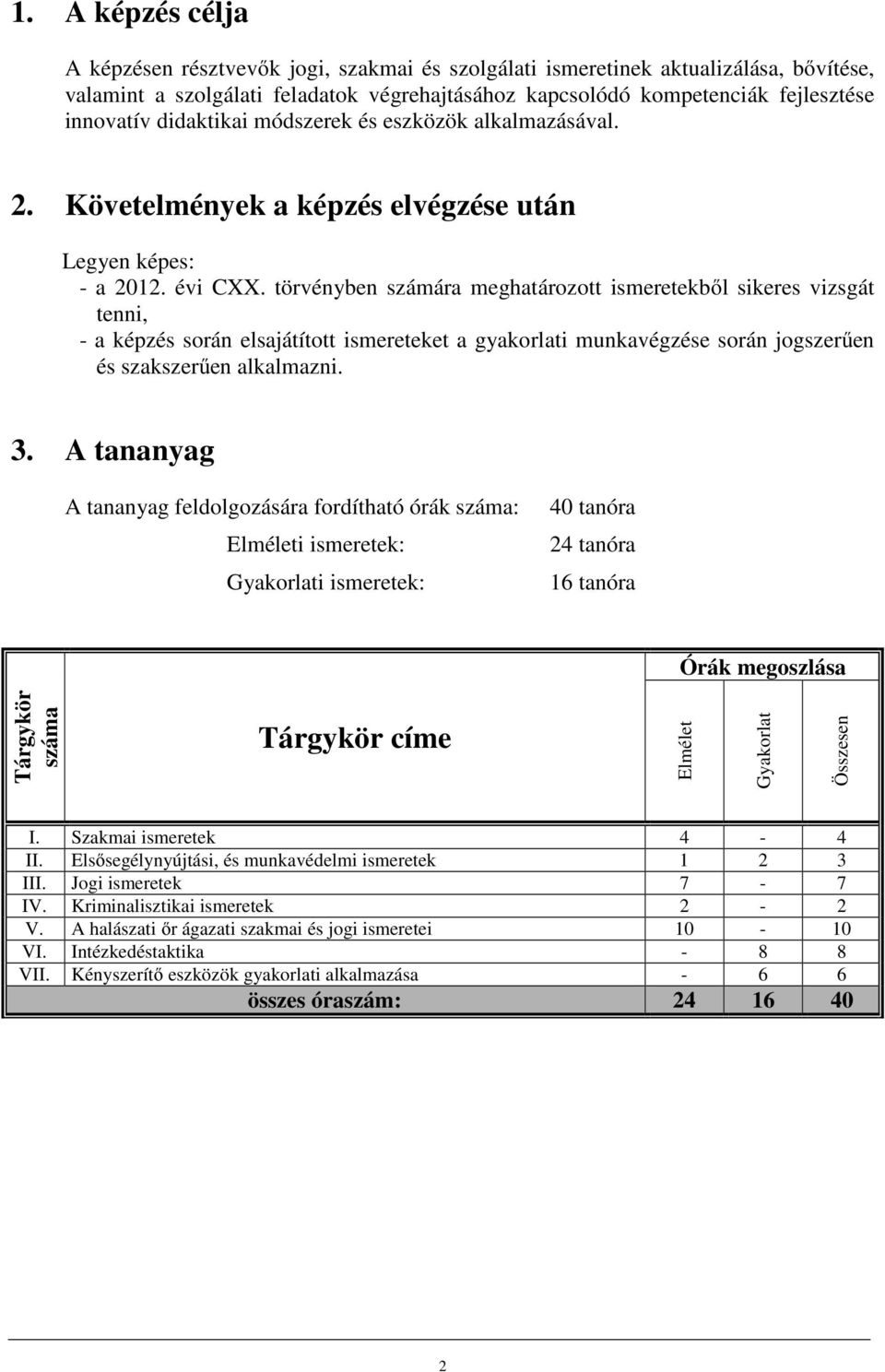 törvényben számára meghatározott ismeretekből sikeres vizsgát tenni, - a képzés során elsajátított ismereteket a gyakorlati munkavégzése során jogszerűen és szakszerűen alkalmazni. 3.