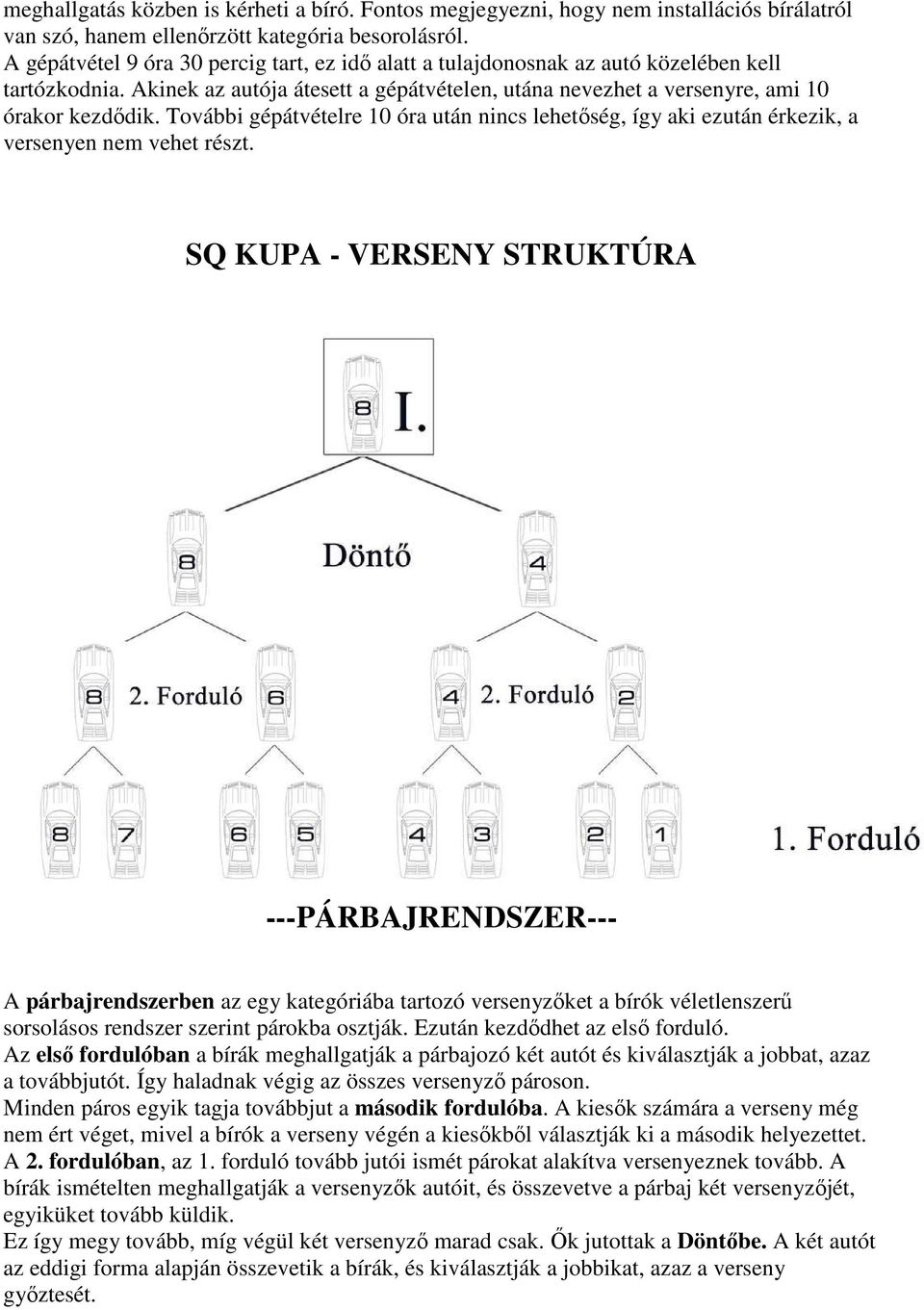 További gépátvételre 10 óra után nincs lehetőség, így aki ezután érkezik, a versenyen nem vehet részt.