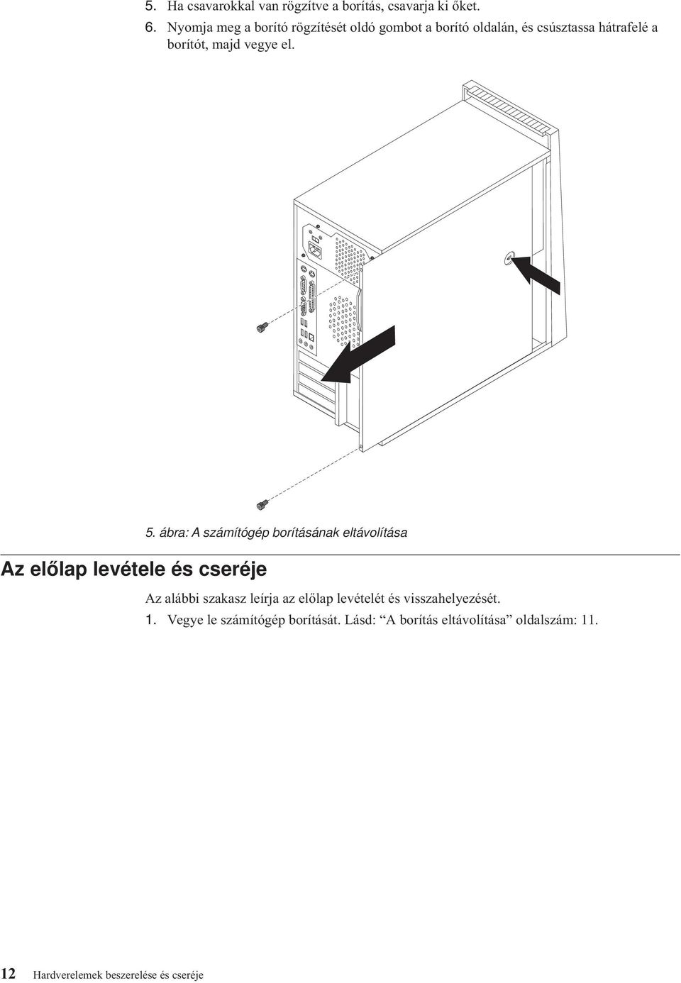 el. Az előlap levétele és cseréje 5.