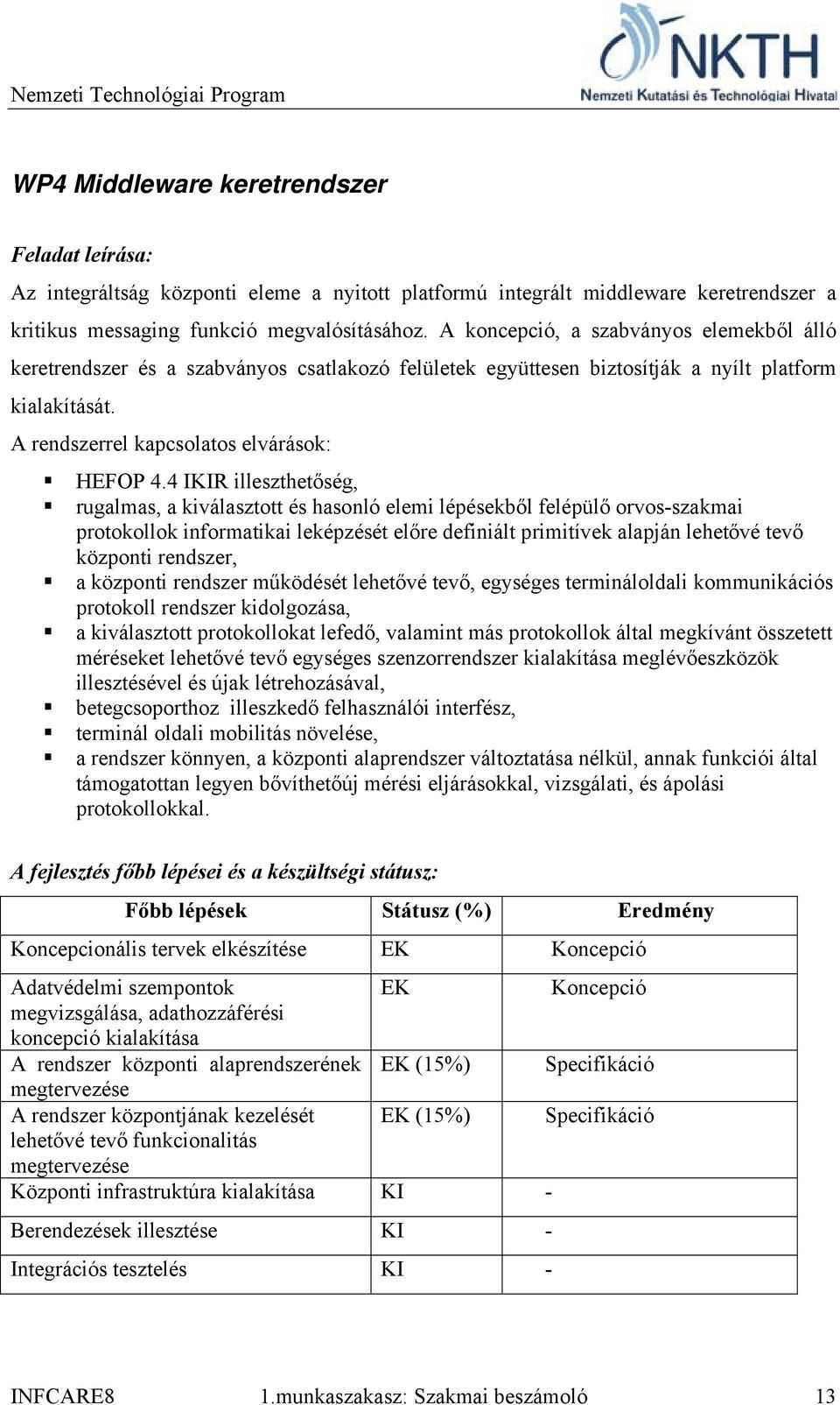 4 IKIR illeszthetőség, rugalmas, a kiválasztott és hasonló elemi lépésekből felépülő orvos-szakmai protokollok informatikai leképzését előre definiált primitívek alapján lehetővé tevő központi