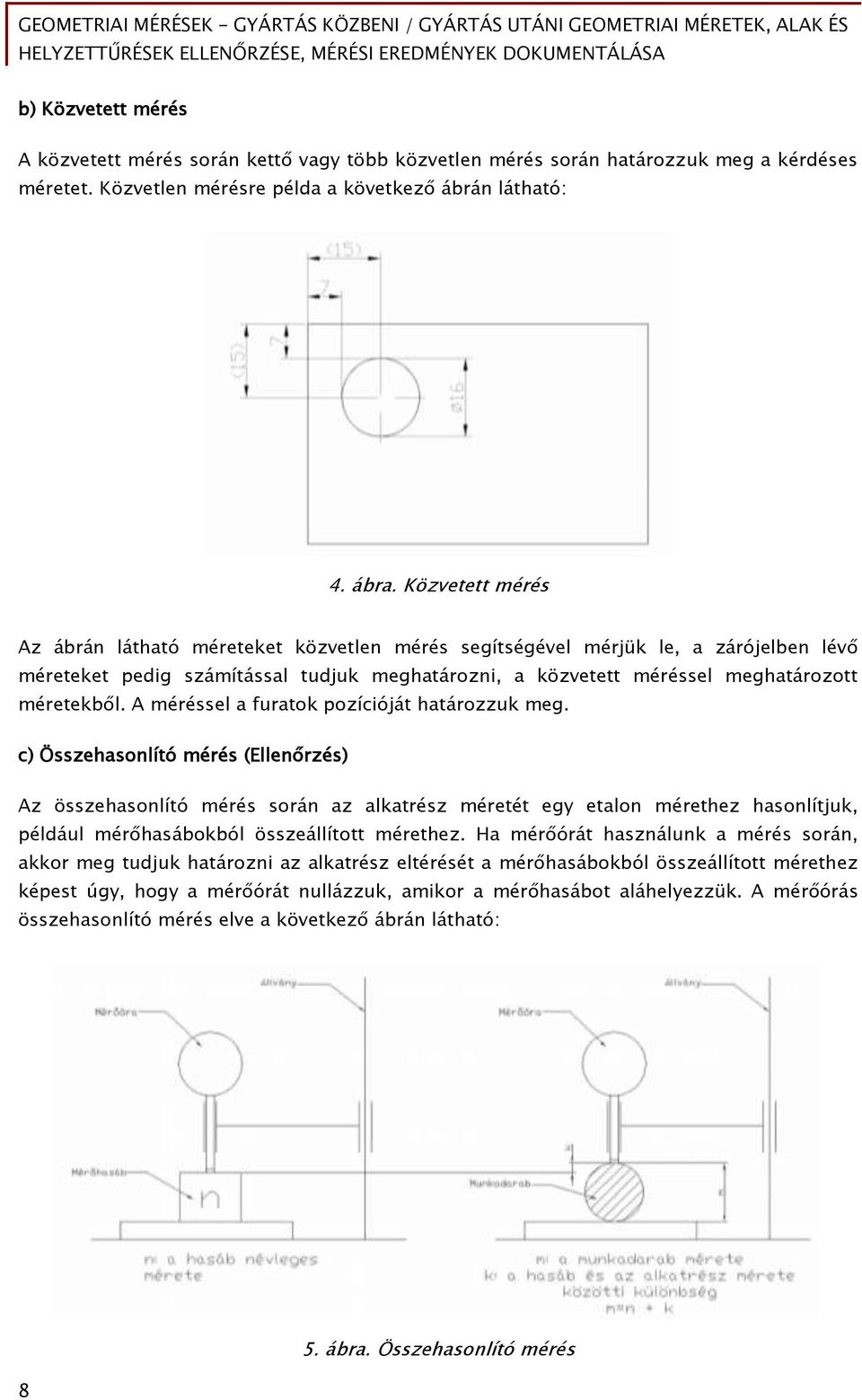 A méréssel a furatok pozícióját határozzuk meg.