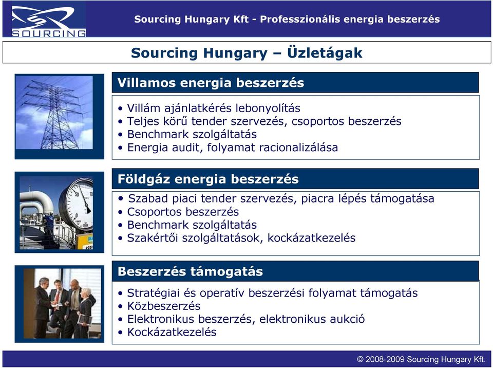 szervezés, piacra lépés támogatása Csoportos beszerzés Benchmark szolgáltatás Szakértői szolgáltatások, kockázatkezelés