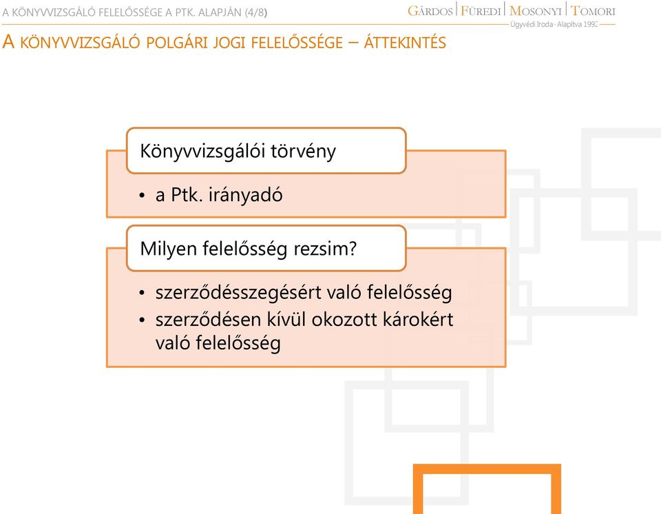 Könyvvizsgálói törvény a Ptk irányadó ilyen felelősség rezsim?
