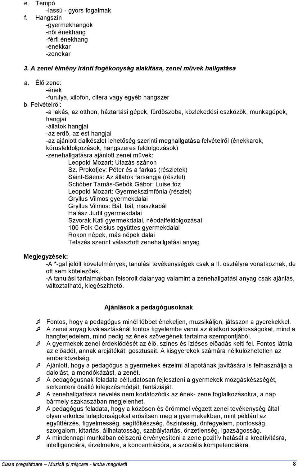 MUZICĂ ŞI MIŞCARE. Programa şcolară pentru minoritatea maghiară - PDF  Ingyenes letöltés
