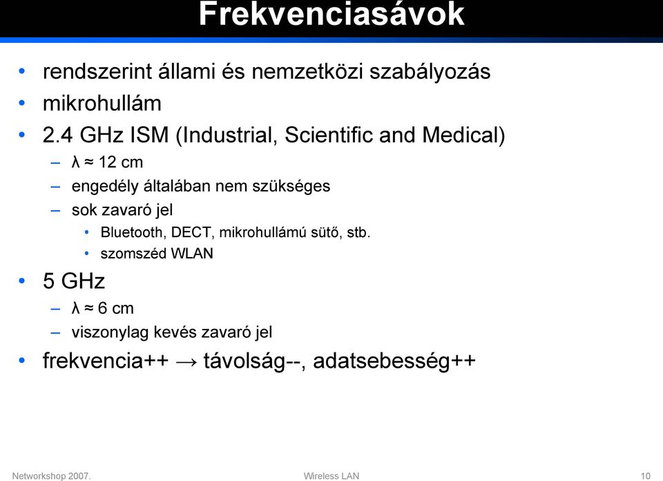 szükséges sok zavaró jel Bluetooth, DECT, mikrohullámú sütő, stb.