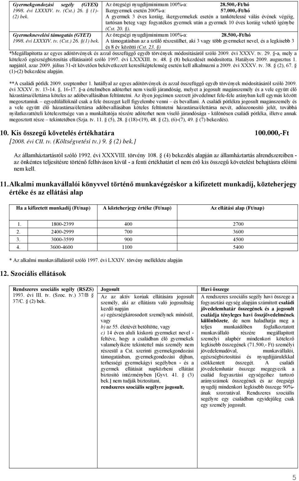 000,-Ft/hó A gyermek 3 éves koráig, ikergyermekek esetén a tankötelessé válás évének végéig, tartósan beteg vagy fogyatékos gyermek után a gyermek 10 éves koráig vehető igénybe (Cst. 20. ).