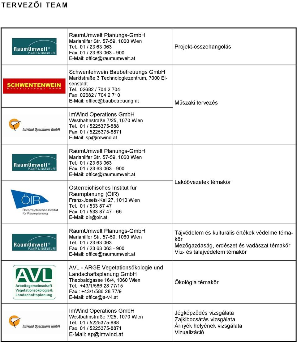 at Projekt-összehangolás Műszaki tervezés ImWind Operations GmbH Westbahnstraße 7/25, 1070 Wien Tel.: 01 / 5225375-888 Fax: 01 / 5225375-8871 E-Mail: sp@imwind.