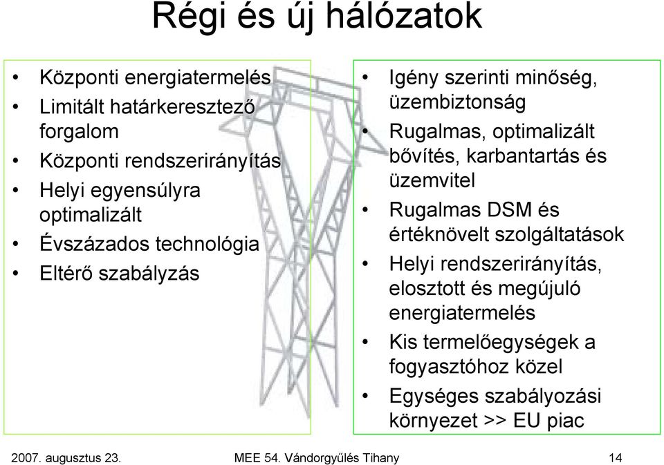 karbantartás és üzemvitel Rugalmas DSM és értéknövelt szolgáltatások Helyi rendszerirányítás, elosztott és megújuló