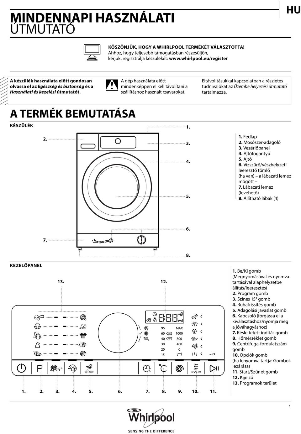 A gép használata előtt mindenképpen el kell távolítani a szállításhoz használt csavarokat. Eltávolításukkal kapcsolatban a részletes tudnivalókat az Üzembe helyezési útmutató tartalmazza.