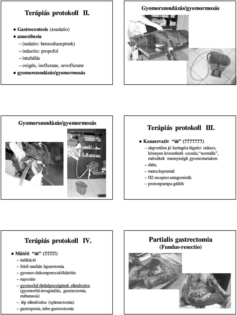 Gyomorszondázás/gyomormosás Terápiás protokoll III. Konzervatív út (?