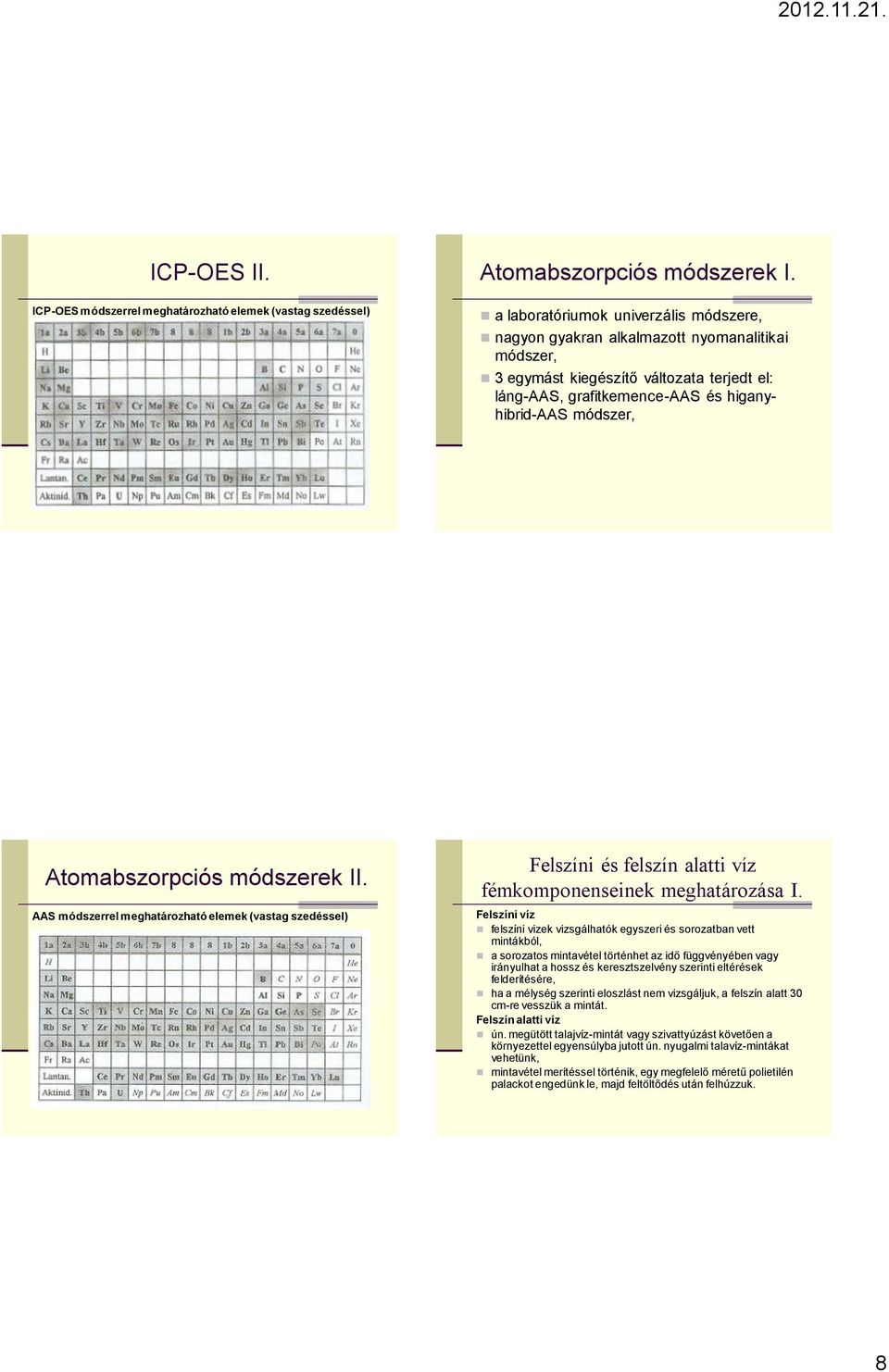 láng-aas, grafitkemence-aas és higanyhibrid-aas módszer, Atomabszorpciós módszerek II.