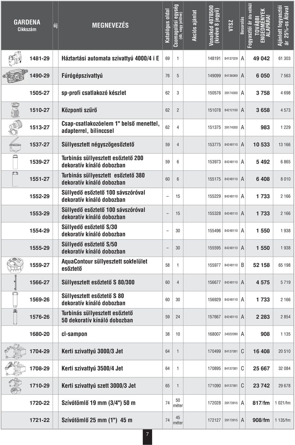 Süllyesztett négyszögesôztetô 59 4 153775 84248110 A 10 533 13 166 1539-27 1551-27 1552-29 1553-29 1554-29 1555-29 1559-27 Turbinás süllyesztett esôztetô 200 dekoratív kínáló dobozban Turbinás