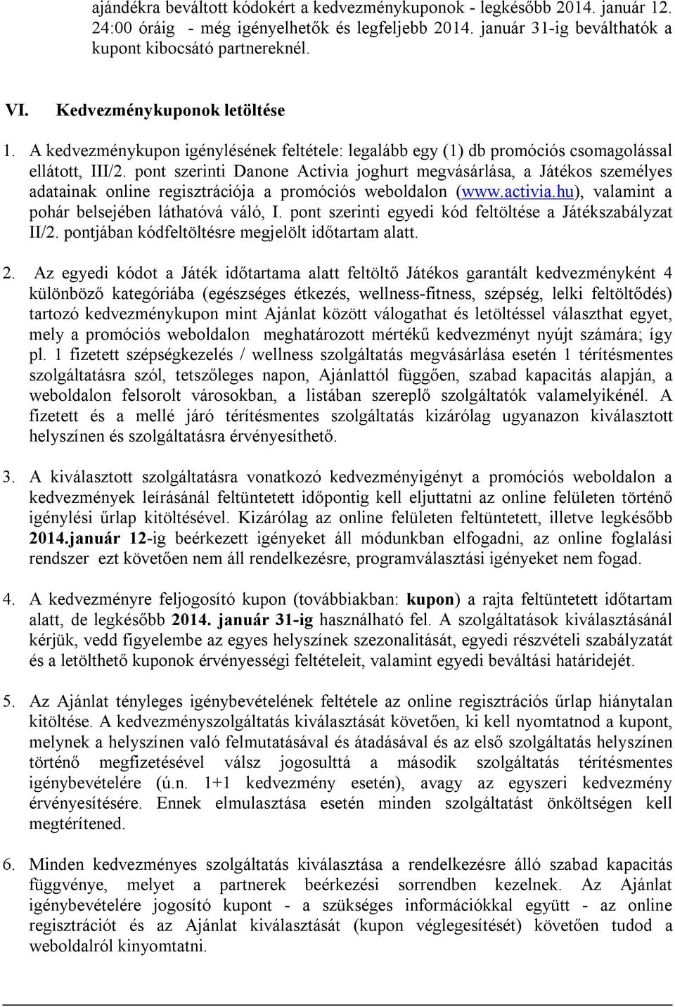Activia Kupon Promóció Játékszabályzat - PDF Ingyenes letöltés