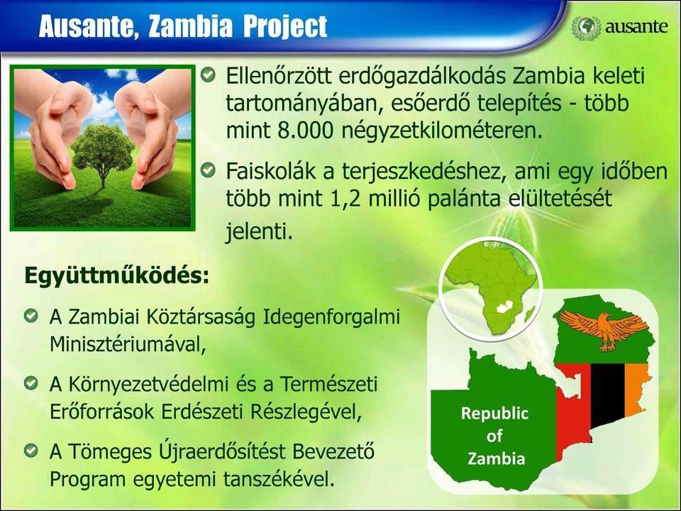 Faiskolák a terjeszkedéshez, ami egy időben több mint 1,2 millió palánta elültetését jelenti.