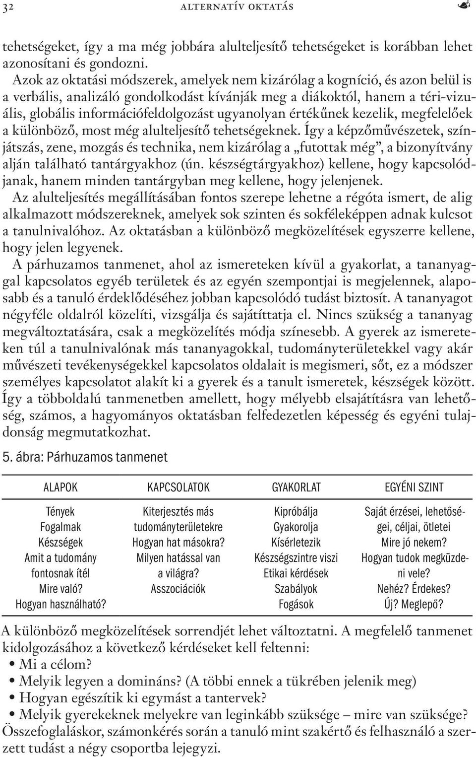 ugyanolyan értékűnek kezelik, megfelelőek a különböző, most még alulteljesítő tehetségeknek.