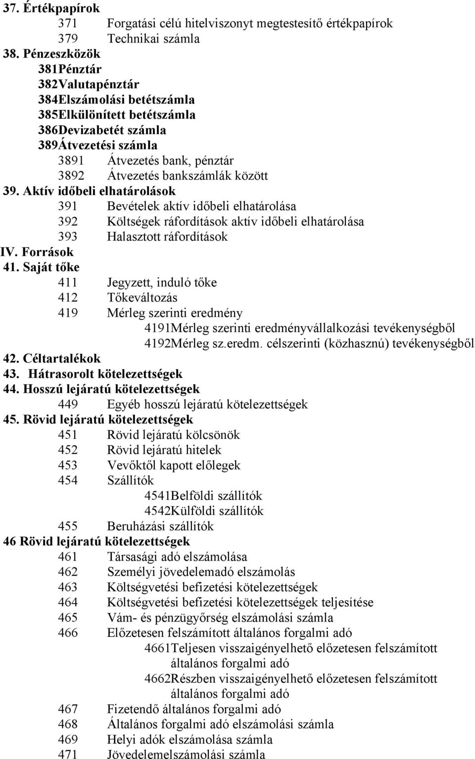 között 39. Aktív időbeli elhatárolások 391 Bevételek aktív időbeli elhatárolása 392 Költségek ráfordítások aktív időbeli elhatárolása 393 Halasztott ráfordítások IV. Források 41.